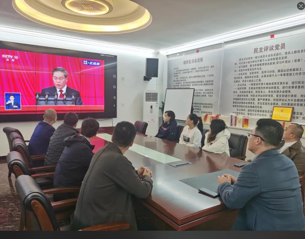 天亿金集团党员及员工观看十四届全国人大二次会议开幕会